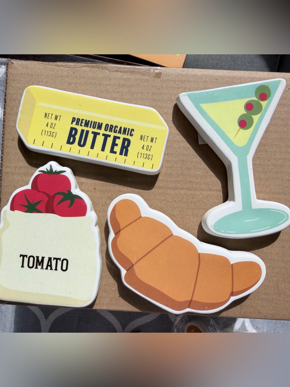 Kitchen fridge Magnet Set(4 pc)-Butter,Tomato, Croissant, Green Cocktail